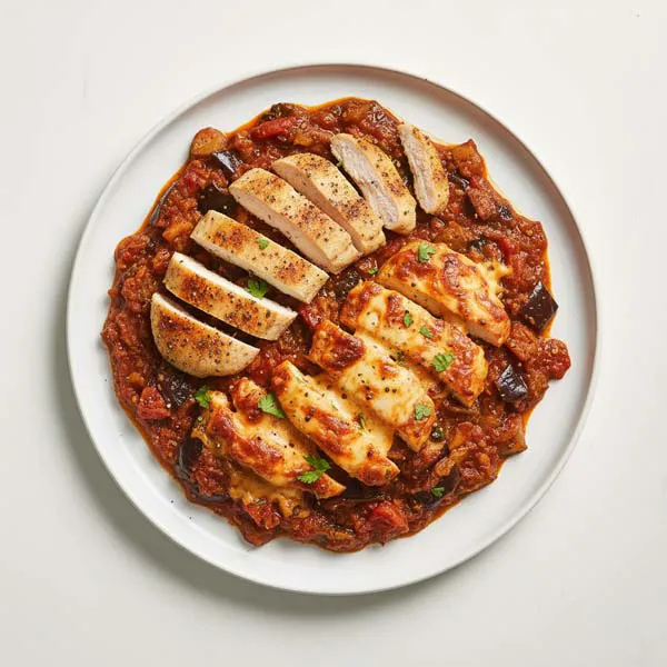 Chipotle cheese Chicken and Smoky Eggplant Ragout